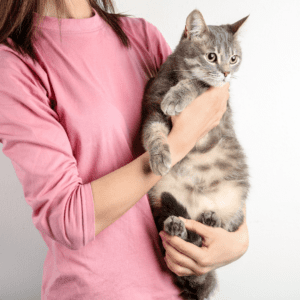 Picture of a woman holding a cat