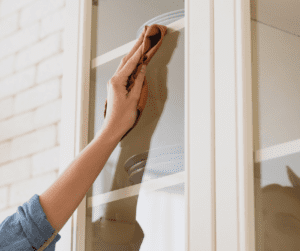 Cupboard cleaning as part of cleaning and becoming a new home owner. 