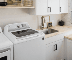 Image of a clean laundry room showing summer cleaning your laundry room!