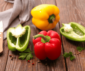 Image of bell peppers showing fibre snacks at home! 