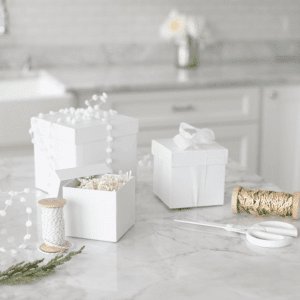 Image of gifts for coping with holiday stress. 