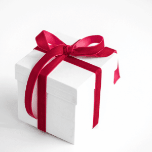 Image of gift giving for coping with holiday stress.