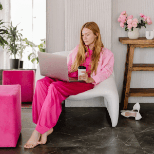 Image of woman on laptop about how to grow a pinterest account. 
